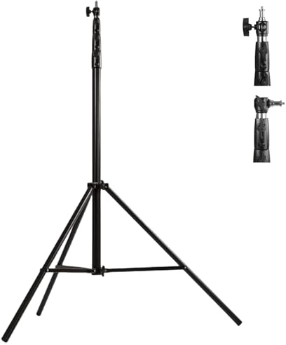 BOLLUMA 400cm Photography Light Stand, Spring Cushioned Heavy Duty Light Stand Tripod with 1/4 & 3/8 Spigot Steel for Video Light, Strobe, Reflector, Softbox, Photo Studio Shooting
