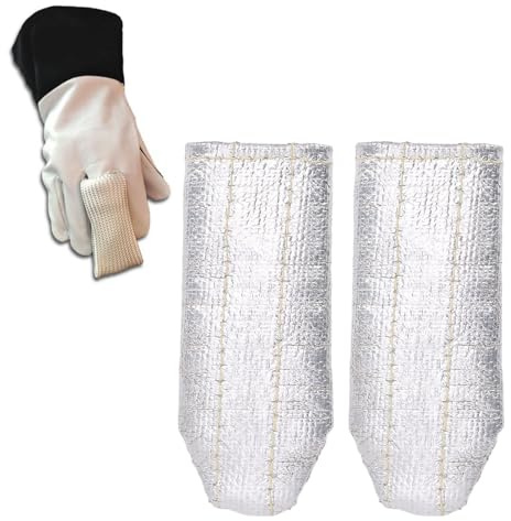 Pssopp 2Pcs Welders TIG Glove Finger Heat Protector, Long Lasting Design Aluminum Foil Heat Insulation Guard Pocket Size Unisex for Hobbyists Industrial Welders