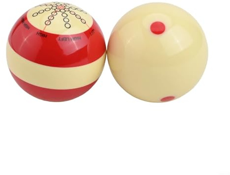 Vidonergy Billard-Trainings-Queue-Ball-Set mit roten und weißen Punkten, 2 Stück, 57,2 mm, Kunstharz-Übungsbälle für American Pool und Verbesserung der Fähigkeiten