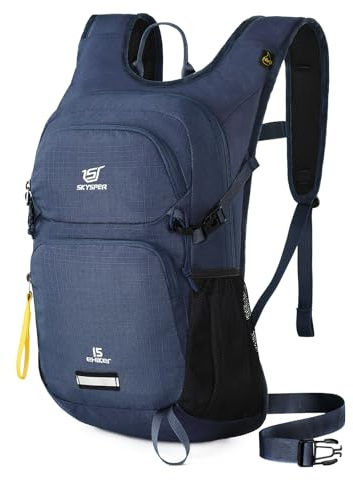 SKYSPER 15L Wanderrucksack für Damen Herren | klein strapazierfähiger Tagesrucksack leichter Trekking Rucksack mit Netzrücken für kurz Wandern Tagesausflüge Reisen