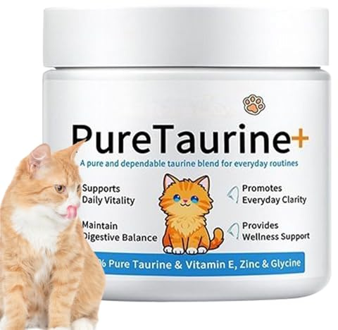 HonJiekomy Nahrungsergänzungsmittel Für Katzen, 200g Taurin Für Katzen, Unterstützung des Herz-Kreislauf-Systems, Aminosäuren Unterstützen Abwehrkräfte & Zellstoffwechsel
