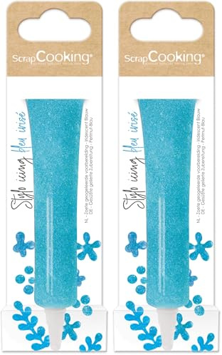 ScrapCooking - Stylo Icing Bleu Irisé - Stylo Glaçage Alimentaire Pâtisserie - Encre Pailletée Comestible - Écrire & Dessiner sur Gâteaux & Biscuits - Anniversaire - 7075 (Lot de 2)