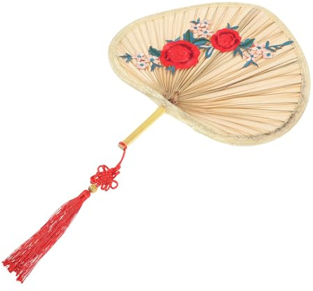 FELTECHELECTR Ventaglio Portatile in Foglie di Palma Intrecciate a Mano, Stile Cinese, Leggero e Decorativo per Casa e Spettacoli di Danza