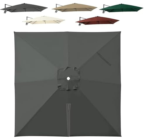 SXYHCK 3x3/3x4/2.5x2.5m Housse De Rechange pour Parasol Déporté Toile De Rechange pour Parasol Carré 8 Baleines Anti-UV Dessus De Parapluie De Remplacement(Gray,3x3.0m/9.8x9.8ft)