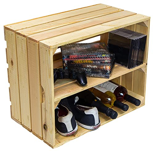 Kistenkolli Altes Land Massive Schuh- Bücherregalkiste Obstkiste Weinkiste Maße ca 50 x 40 x 31cm xxxaus dem Alten LandxxxWeinkisten Obstkisten Holzkiste Dekokiste Regal (Natur Längs)
