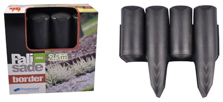 Beetumrandung 2,5 m Rasenkante Anthrazit Palisade Garten Beeteinfassung | Prosperplast, Baumumrandung, Kunststoff, wetterfest, Garten, Stecksystem, langlebig, einfache Montage, flexibel