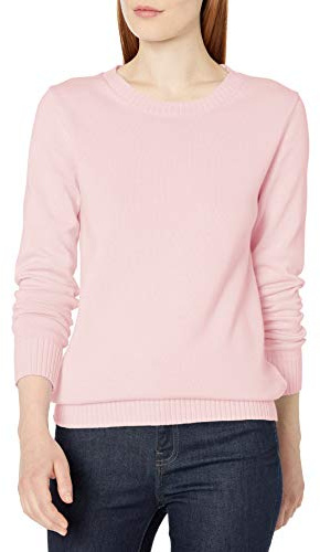 Amazon Essentials Women's 100% Cotton Crewneck Sweater (Available in Plus Size), Light Pink, M