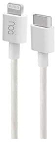 DCU Tecnologic | Cable USB-C a Lightning | Adaptador USB-C | Carga y sincroniza Dispositivos compatibles con iPhone/iPad | Longitud: 1M | Blanco