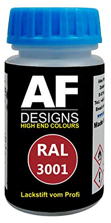 Alex Flittner Designs Lackstift RAL 3001 SIGNALROT matt 50 ml Acryl | Hochwertiges Lackstift (lösemittelhaltig) - ideal geeignet für Hobby, Freizeit, Modellbau, Basteln und um Kunststoff - oder