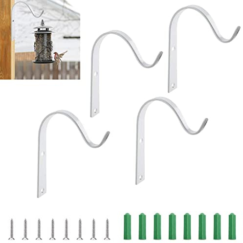 MOROBOR Iron Wall Hook, 4pcs 3 White Classical Lantern Wall Hanger Bracket Decorative Heavy-Duty Metal Flower Basket Hook for Hanging Ornaments, Plants Indoor Outdoor