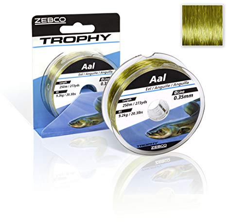 Zebco Qualitäts Trophy Aal monofile Angelschnur Angel-Zubehör Aalschnur, 0,25-0,40mm, Camou-hell,
