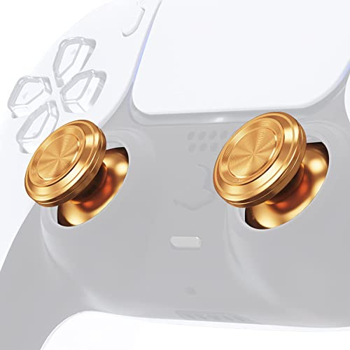 eXtremeRate Personalizzati in metallo dorato per controller PS5, joystick analogico in alluminio di ricambio per controller PS4 - controller non incluso