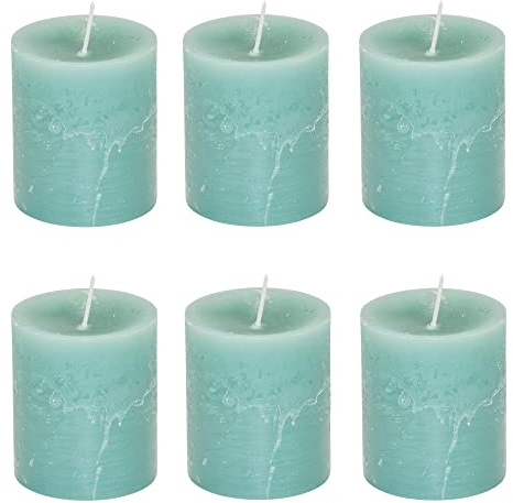 Stumpljus Rustic set om 6 – blockljus, ljus, ljus, adventskrans, advent – inget sot – brinntid: 30 timmar. - många färger – 7 x 8 cm (grön)