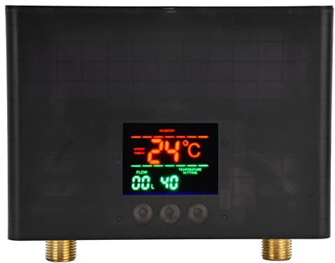 Termo Electrico, 220V 5500W Calentador de Agua Eléctrico sin Tanque, Calentador de Agua Instantáneo con Pantalla Táctil Y Control Remoto, 30‑55 ℃, Calentamiento Rápido 3S, Protección(Negro)