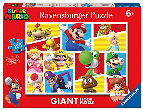 Ravensburger barnpussel 05640 - Marios vänner och fiender stora golvpussel med 125 pusselbitar, för pusselvänner och Super Mario-fans från 6 år och uppåt