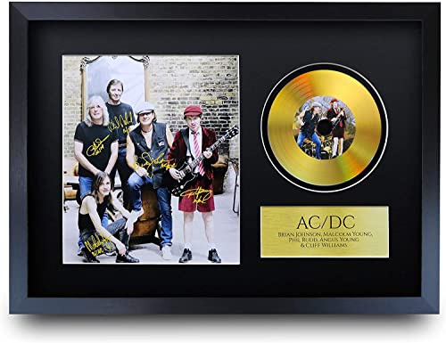 HWC Trading ACDC Malcolm Angus Young Brian Johnson 40,6 x 30,5 cm Gedrucktes Signiertes Autogramm-Bild für Music Memorabilia Fans - 40,6 x 30,5 cm Gerahmt
