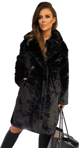 Och Bella Damenmantel Teddy Jacke Warme Winterjacke Plüschjacke Langarm Wintermantel Coat Teddy Mantel, zwei Knöpfen Taschen Einheitsgröße 3 Farben