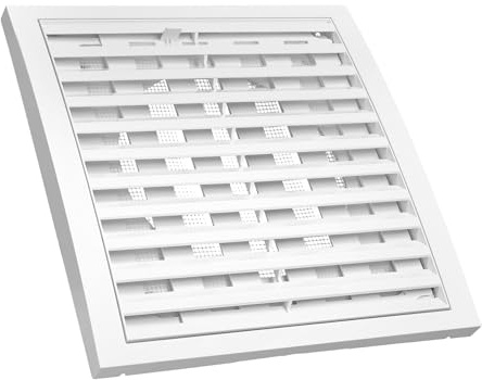 KOTARBAU® Lüftungsgitter 200 x 200 mm Rund Ø125 mm Verschließbar Abluftgitter Kunststoff mit Insektenschutz Abschlussgitter Rechteckig Weiß Lamellengitter Abluft Zuluft Gitter Ventilator