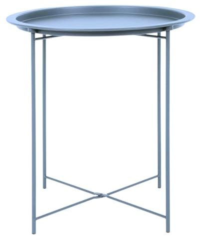 Trendi® Round/Metal Folding/Side Table Tray Top Light/Portable/Coffee/Night Stand Living Room Home Furniture