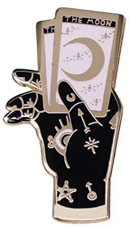 Mysteriöse The Moon Tarot Harte Emaille Pin Einzigartige Okkulte Hand Hexe Gold Brosche Tarot Metall Emaille Brosche Pin für Kleidung Taschen Rucksäcke Jacken