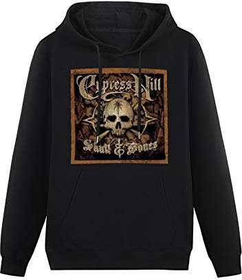 haize Mens Cypress Hill Skull Bones Cotton Hoodies Long Sleeve Pullover Loose Hoody Sweatershirt black L