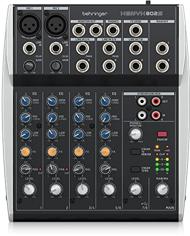 Behringer XENYX 802S Premium Analog 8-Input Mixer with USB Streaming Interface