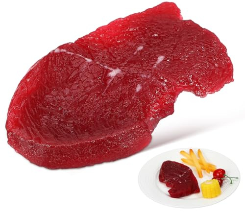 UPKOCH Künstliches Steak 4.92X2.76X0.39In Realistisches Gefälschtes Fleisch Requisite Leichtes Mini Steak Ornament Für Foto Küchen Und Restaurant Dekoration