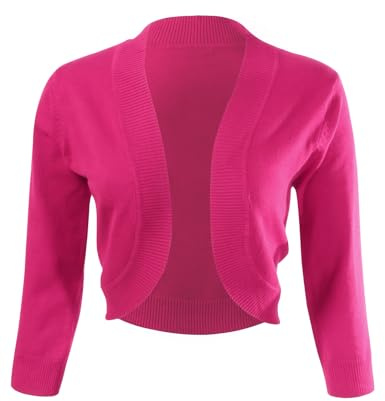 Allsense Women's Allsense Women’s 3/4 Sleeve Cropped Bolero Shrug Cardigan Sweater, Sw15 Shrug Sweater | Open Front Cropped Cardigan, Lightweight Knit Dress Cover Up