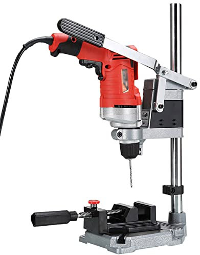 JHLP 43mm Chuck Diameter Aluminum Pillar Drill Stand - Universal Electric Drill Press Stand Clamp with Non-Slip Rubber Ring for Cordless Drills