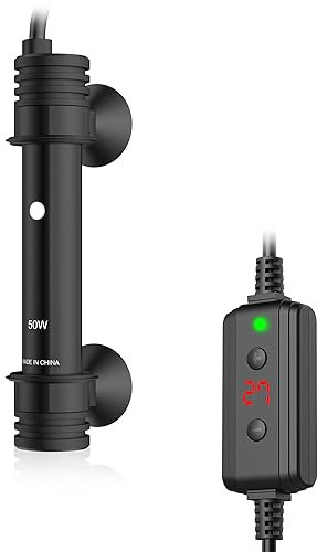 NICREW Fish Tank Heater, Submersible Aquarium Heater with External Temperature Controller, for Fish Tanks up to 30 Liters, 50W