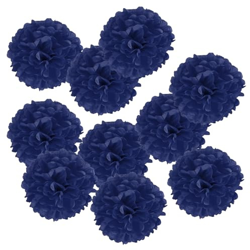 PATIKIL 6 Fazzoletto Pom Poms Fiori, 10pz Carta Fiore Palla per Matrimonio Sposa Doccia Compleanno Addio Nubilato Festa Sfondo Decorazione, Navy Blu