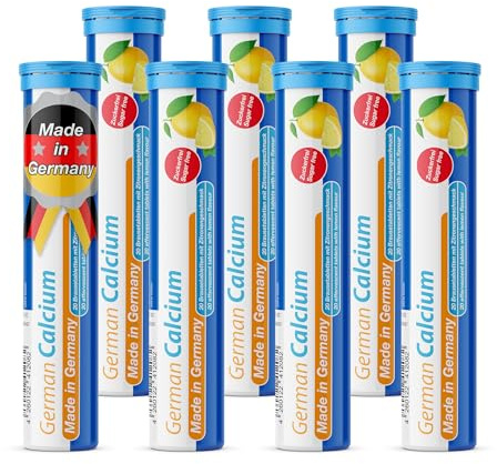 German Calcium 140 Drink Effervescent Tablets - Lemon Lime Flavour - 500 mg Calcium, Sugarfree, Vegan- T&D Pharma – Made in Germany
