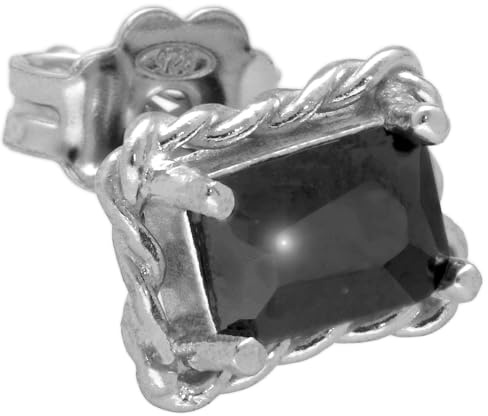 Herrörhänge i 925 sterlingsilver med svart zirkonia - Nickelfria & Hypoallergena - Enstaka - Handmade by Emmanuela