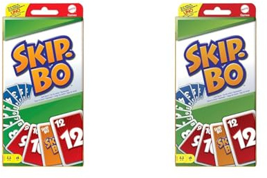 Mattel Games 5237 - Skip-BO Kartenspiel und Familienspiel geeignet für 2-6 Spieler, Spiel ab 7 Jahren (Packung mit 2)