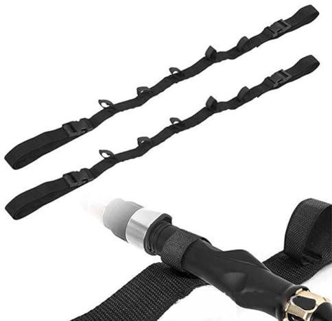 DAZZLEEX 2 Pcs 5 Slot Fahrzeug Angelrutenhalter Rutenhalter Gürtel Riemen LKW SUV Auto Angelrute Halter Strap Schwarz