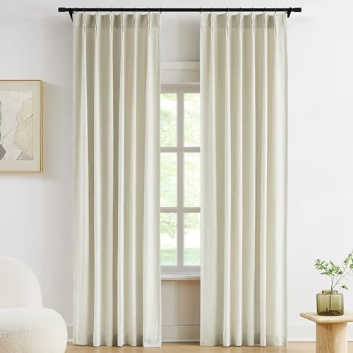 Vision Home Plissee-Vorhänge, Samt-Chenille, lichtfilternd, Fenstervorhang, 274,3 cm, für Wohnzimmer, Schlafzimmer, halbverdunkelnd, Quetschfaltenvorhänge mit Haken, 2 Paneele, 91,4 cm B x 274,3 cm,