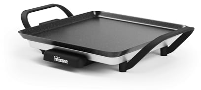 Tristar Tischgrill slim S - Eine Backfläche von 28 x 28 cm - Einstellbarer Thermostat - Antihaftbeschichtung - Herausnehmbare Fettauffangschale - Leicht zu reinigen - BP-2666