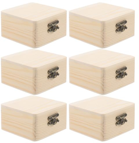 SEWOART 6Er Set Mini Holz Schmuckkästchen 3.15X3.15X1.77In Kleine Aufbewahrungsbox Mit Deckel Für Schmuck Und Kleinteile Ideal Für Diy Bastelprojekte Und Zuhause