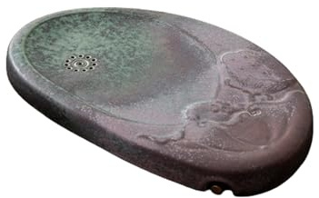 SYALEO Plateau à thé Lotus doré en céramique avec Drainage de Stockage d'eau Table à thé Chinoise Gongfu Plateau de Service Plateau de Pot Domestique pour Service à thé Kungfu