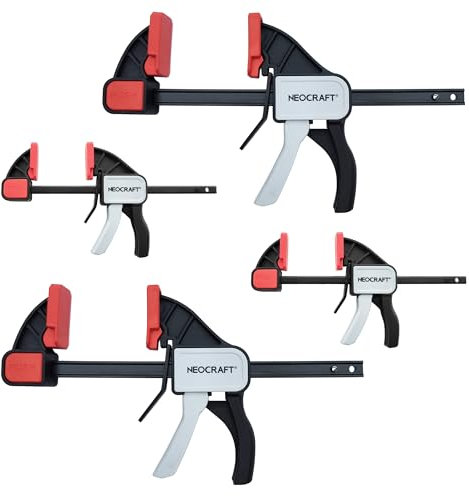 Neocraft Quick Release Bar Clamps for Woodworking, 4-Pack One-Handed Clamp/Spreader, 4,6 Mini, Light duty Wood Clamps Set, Quick-Change F Clamp with 180 Pound Clamping Force