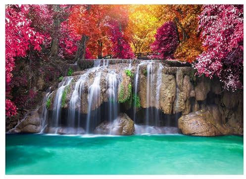 WallArena - Papier peint panoramique intissé cascade 250x175 cm - Papier peint photo non tissé - Pour salon et chambre à coucher - Effet 3D - Avec colle - paysage forestier nature