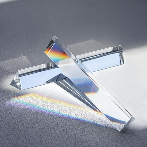 HDCRYSTALGIFTS 2 Stück 150 mm klares kristallklares optisches Glas Dreiecksprisma klares Dreifachprisma für Fotografie-Effekte Physik Unterricht Lichtspektrum Optik-Sets