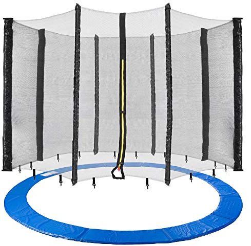 Arebos Trampolin Randabdeckung und Netz | Ersatznetz | Sicherheitsnetz | Gartentrampolin Trampolinnetz | Randabdeckung UV-beständig & wasserabweisend | 460 cm Netz für 12 Stangen