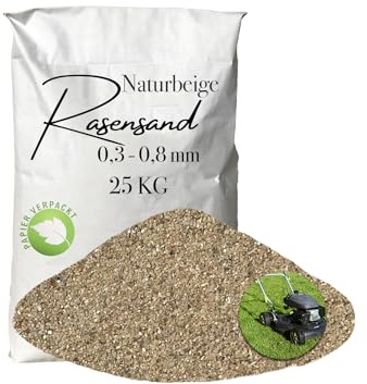 Rasensand 25kg Gartensand Quarzsand 0,3-0,8 mm für Rasenpflege papierverpackt