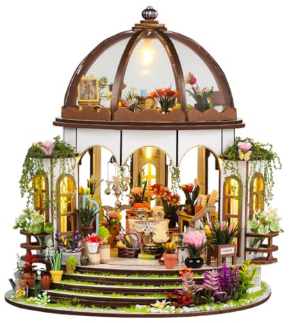 Casetta da giardino a due piani, modello fai da te, kit in miniatura, casa delle bambole in legno con mobili, puzzle giocattolo, regalo creativo per bambini, adolescenti, compleanni, Natale, Capodanno