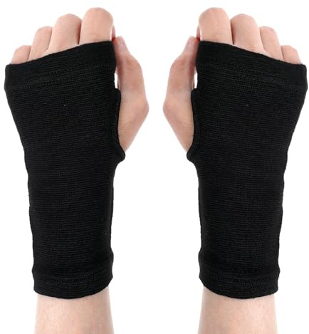 HJZHII 2pairs Wrist Sleeves, Palm Brace Wrist Support Sleeves Elastic Hand Wraps Breathable Fingerless Mittens Compression Carpal Tunnel Wrist Brace Covers for Fitness Sports Driving Cycling(Black)