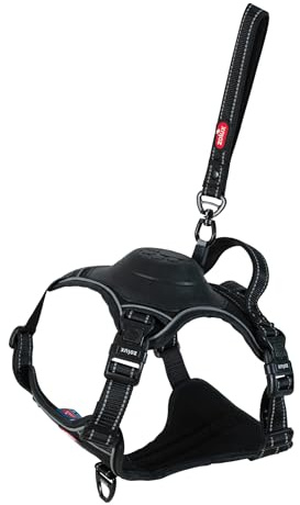 Zolux - Geschirr und Leine mit integriertem Aufrollmechanismus M schwarz für Hunde max. 33 kg