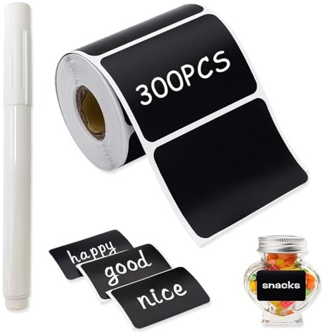 300 Pcs Etiketten Selbstklebend, Aufkleber zum Beschriften, Klebeetiketten zum Beschriften, wasserdichte Etiketten selbstklebend mit Stift, für Gewürzgläser, Marmelade usw, 5.5x3.5cm (Rechteckig)