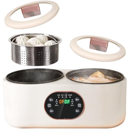Rice Cooker with Double Pots, 3.6L Multi-Function Electric Hot Pot, Smart Low Sugar Rice Cooker, 6 Preset Menus, 9H Smart Reservation, Non-Stick Liner