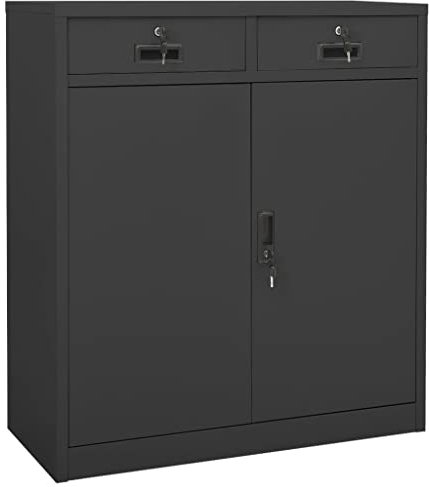 Willood Büroschrank mit Schubladen und Trennwänden Aktenschrank Aufbewahrungsschrank Metallschrank Lagerschrank Stahl Anthrazit Ohne Pflanzkasten